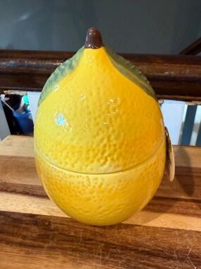Martha Stewart Ceramic Lemon Decorative Jar - Yellow and Green